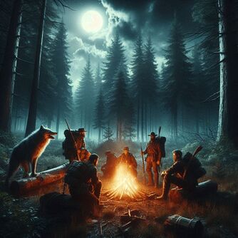 Membros do clã Gangrel reunidos longe da cidade