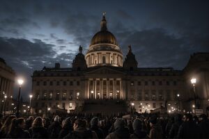 Noite de protestos no Antigo Parlamento